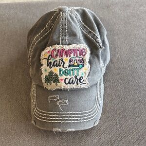 🆕 Vintage Wash Gray Hat • Camping Hair, Don’t Care